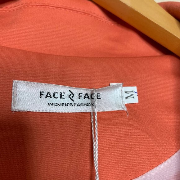 Face Face Blazer Open Front Pockets Orange 3/4 Sleeves Lined NWT Women's Size M - Picture 4 of 10